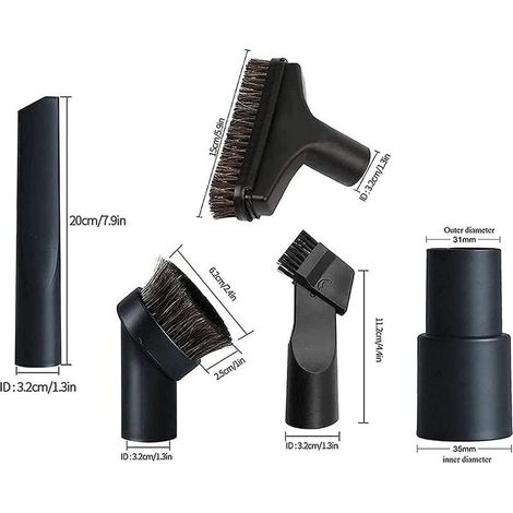 Lot de 5 accessoires pour aspirateur - 32 mm - Brosse de nettoyage - Embout suceur plat avec adaptateur de tuyau de 35 mm à 32 mm (1/5)