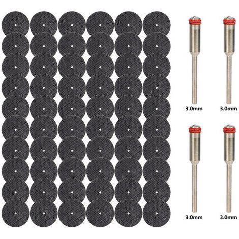 QORVA-60PCS 32mm Mini Disque Diamant à Tronçonner, Résine Lame Scie Circulaire avec 4 Mandrins SC pour Couper Bois, Métal, Plastique, Pierre
