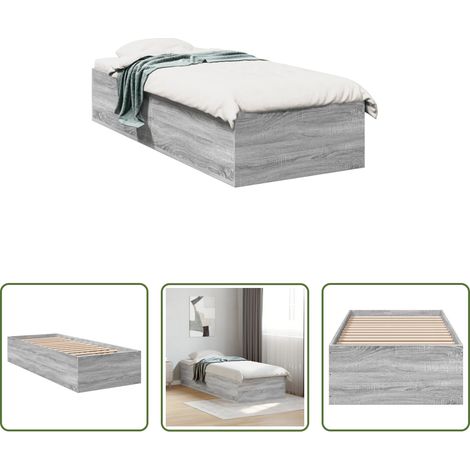 vidaXL Estructura de cama madera de ingeniería gris Sonoma 90x200 cm (1/5)