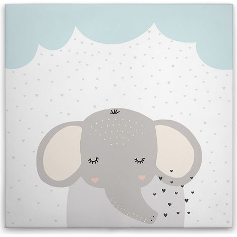 Leinwandbild Elefant Kinderzimmer M1-No.50643 - Kunstdruck auf Leinwand in Weiß Grau - Wandbild 30 x 30 cm (1/5)