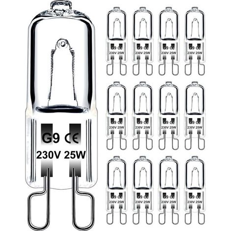 G9 25W 230V Dimmable Warm White Bulb - Pack of 12 Halogen Bulbs - 480 Lumens - Plug and Play Installation (1/5)