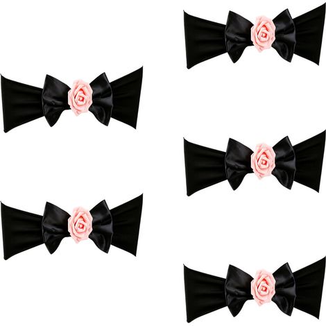 Set di 5 decorazioni in raso per lo schienale delle sedie - Nero