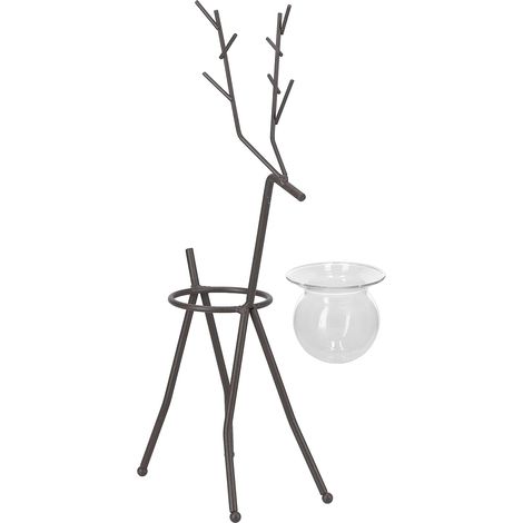 Support de Plante en Fer Forgé en Forme de Cerf avec Vase en Verre Transparent pour Culture Hydroponique - Type C (1/5)