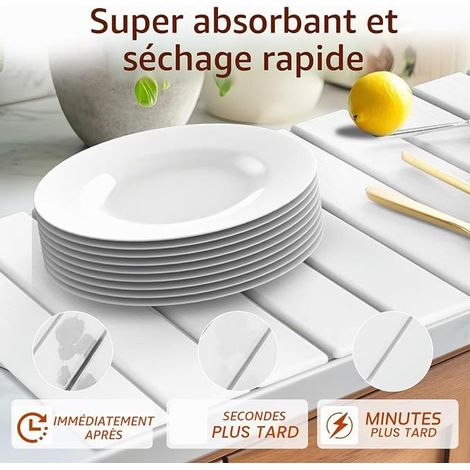 Tappetino in pietra diatomacea ad asciugatura rapida per piano di lavoro cucina, antiscivolo in terra di diatomee per bagno, doccia, bianco (1/4)