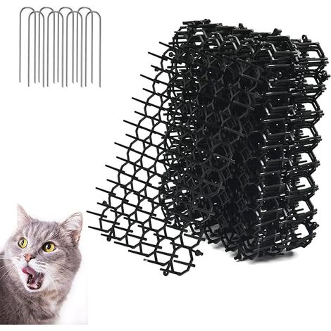 Tapis Anti Chat, Anti Chat Repousse Tapis Anti Chien avec Epine, Tapis Répulsif Chat, Répulsif Chat Extérieur, pour Les Jardins Intérieurs et Extérieurs, 8 Pièces, avec 8 Ancrage de Sol, 15 20CM (1/5)