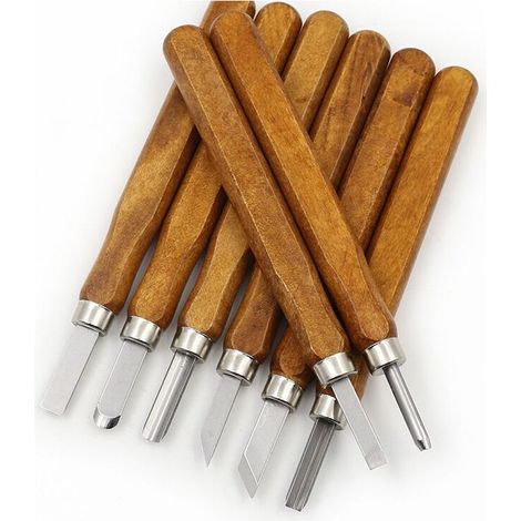 12Pcs Kit d'outils de sculpture sur bois - Ciseaux de sculpture professionnels Poignée de couteau Sculpture Sculptures Expert Carpenter Débutants avec Pierre d'Affutage (1/4)