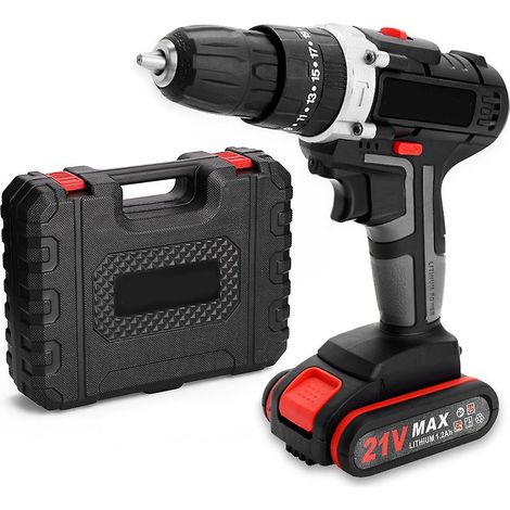 Perceuse-visseuse à percussion sans fil multifonctionnelle 21VF avec batterie au lithium puissante et rechargeable