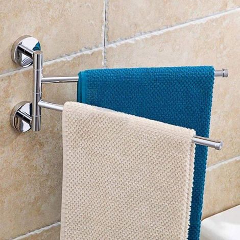 Porte-Serviettes Mural - Acier Inoxydable - Rotation 180° - Bras Rétractables - Pour Salle De Bain Cuisine Bureau - 1 Pièce (1/5)