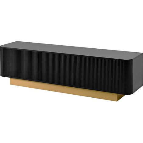 Meuble TV bas moderne 170 cm (long)  meuble TV moderne avec rangement – design arrondi, gestion des câbles, façade texturée – console multimédia pour salon 170 cm