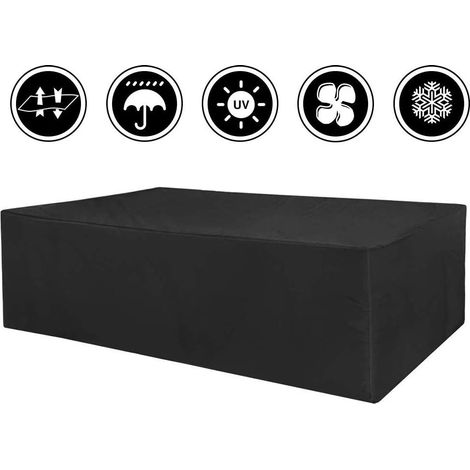 Housse Salon de Jardin 170x94x70cm 210D Oxford Noir Housse Table de Jardin Rectangulaire Protection Bache Table de Jardin Mobilier Extérieur Imperméable Coupe-Vent Anti-UV Résistant Au Froid (1/5)