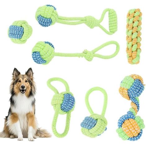 7 Pieces Corde Chien,Rope Training Toys Jouet pour Chien Indestructible,Jouets a Mâcher Robustes et Durables pour Tous Les Types (1/5)