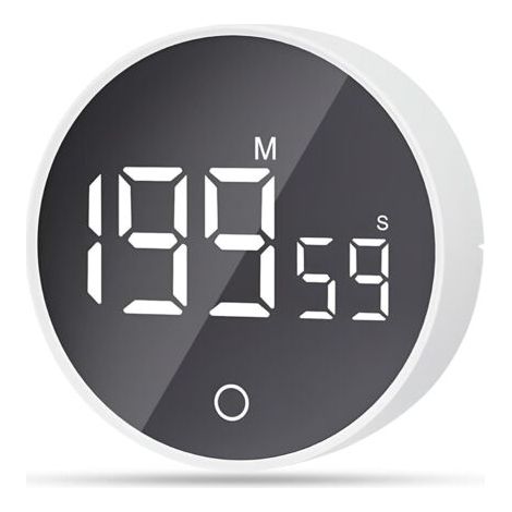 Horloge Minuterie visuelle magnétique, compte à rebours de 60 minutes avec 3 niveaux de volume, minuterie courte, grand écran LED - Blanc (1/5)