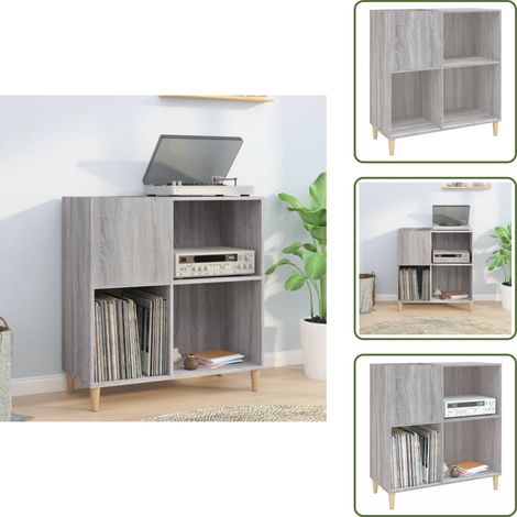Armoire à disques sonoma gris 84,5x38x89 cm bois d'ingénierie - Meuble À Disques - Armoire À Vinyle - Rangement Disque Vinyle - Étagère Musique - Support Tourni Table (1/5)