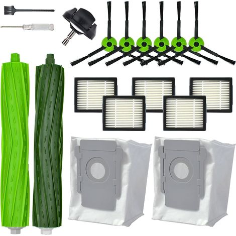 Kit di accessori e ricambi per robot aspirapolvere iRobot Roomba serie J5+, J6+, J7+, J8+, J9+ e J Plus: 1 ruota anteriore girevole, 1 spazzola in gomma, 5 filtri HEPA, 6 spazzole laterali. (1/4)