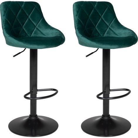 Pack de 2 taburetes de bar de terciopelo verde ROBIN (1/5)