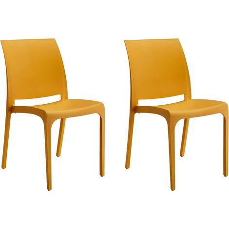 GLOUPIE Set 2 Sedie Volga In Polipropilene Senape,54x46x81Cm,Peso 3,5Kg,Per Interno/Esterno,Made In Italy,Sedie Impilabili (1/5)