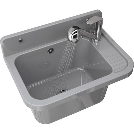Évier Utilitaire - Gris - 50x34x31 cm - Polypropylène - Mitigeur chromé extractible - Siphon inclus - Paron