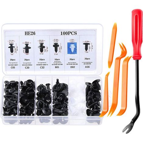 Clips Agrafes Plastiques Noirs Universels pour Panneaux de Portes Voiture Fixation Intérieure (1/4)