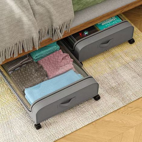 Unterbett Aufbewahrungsbox Bogenform Staubdichter Deckel Für Kleidung Schuhe und Decken (1/5)