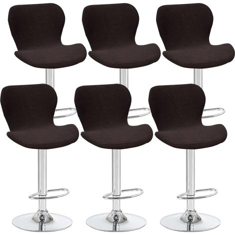 Lot de 6 housses de tabouret pivotant incurvées, couleur café, 40 x 30 x 30 cm, pour chaise de bar à dossier bas, idéales pour les comptoirs et les cuisines (1/5)