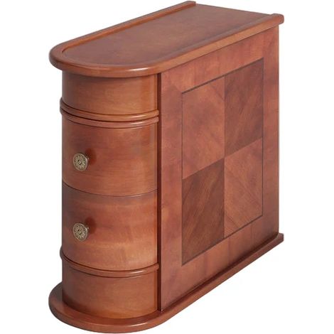 Table d'appoint de canapé rectangulaire avec 2 tiroirs, bois foncé, design arqué, prête à l'emploi, 60 × 27 × 60 cm, pour salon, chambre et bureau  CHICFURN (1/5)
