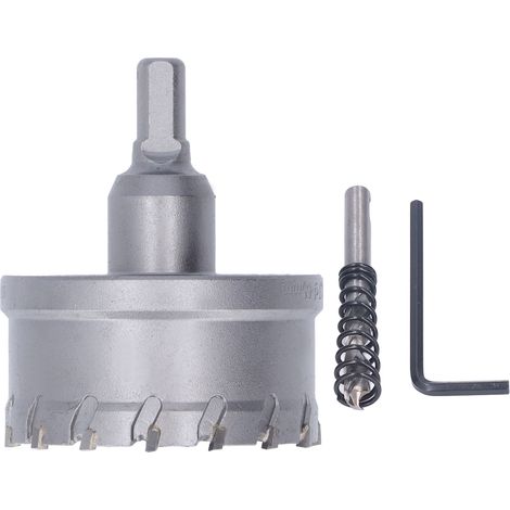 Scie cloche carbure acier C45 65mm, kit coupe-trous avec foret pilote pour acier, aluminium, bois (1/5)