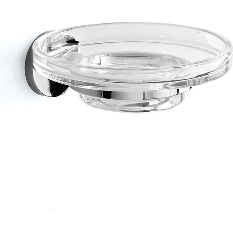 Inda - Wandmontierte Seifenschale One Chrom glänzend/transparentes Glas