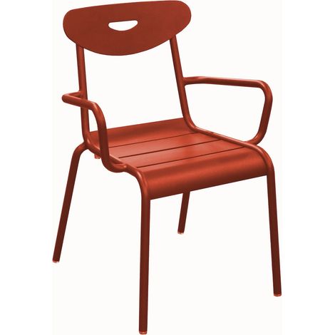 PROLOISIRS Fauteuil lounge empilable en aluminium - SMILEY - Structure tube rond Ø 25 mm - Coloris terra