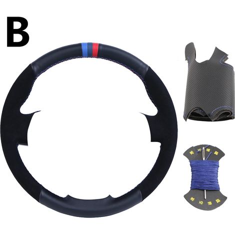 (Filet bleu) Housse de volant sur mesure pour Hyundai Tiburon 2003-2008 Coupé 2002-2008. Revêtement en cuir tressé. (1/5)