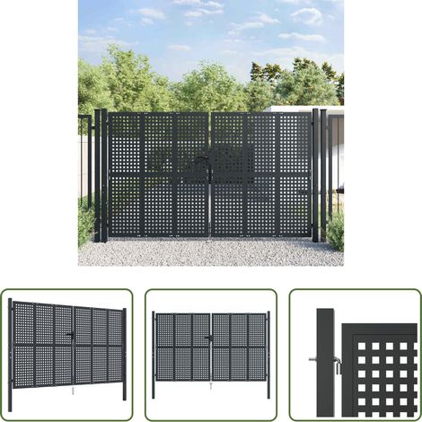 vidaXL Anthrazit - Gartentor Anthrazit 300x175 cm Stahl (1/5)