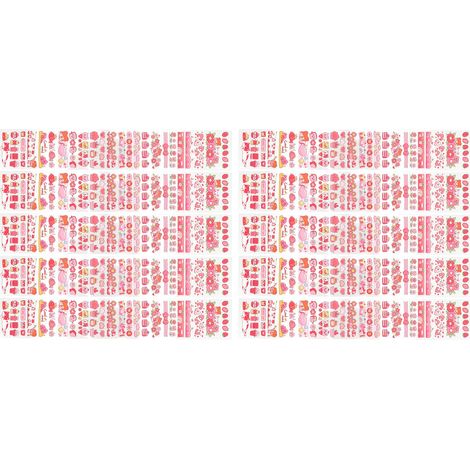 Lot de stickers adhésifs longs en PET, personnages de dessins animés mignons, stickers décoratifs frais et simples pour carnets, rose fraise (1/5)