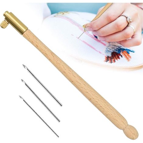 Weiße Sticknadel mit 3 Nadeln (1 mm/1 mm/1,2 mm) (1/5)