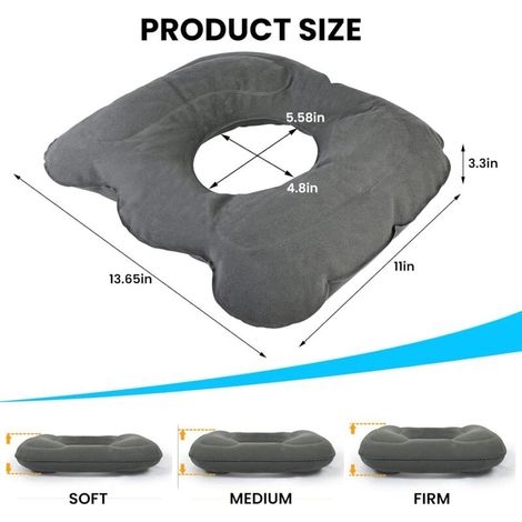 Coussin de siège Gonflable pour hémorroïdes - Coussin d’Assise Orthopédique Rond , Coussin Orthopédique, Soulage Les héamorroïdes, Les Piles, Le Coccyx ou Les douleurs postnatales (1/3)