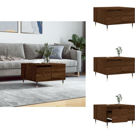 Table basse chêne marron 55x55x36,5 cm bois d'ingénierie - Table Basse - Meuble Salon - Table D'appoint - Table Design - Table Ronde (1/5)