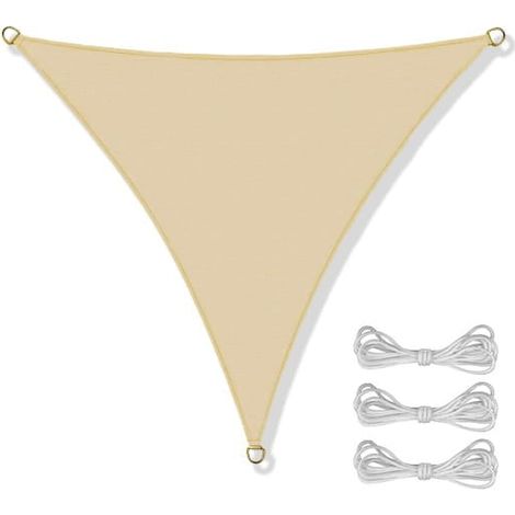 Toile d'ombrage - imperméable - triangle - 3,6x3,6x3,6 m - beige (1/5)
