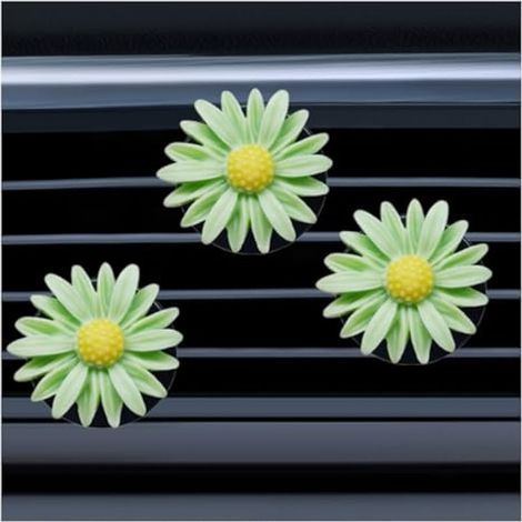 Lot de 3 pinces à clip pour grille d'aération de voiture en forme de marguerite - Joli désodorisant de voiture pour femme - Jolie fleur - Accessoire de décoration d'intérieur de voiture - Cadeau pour (1/5)
