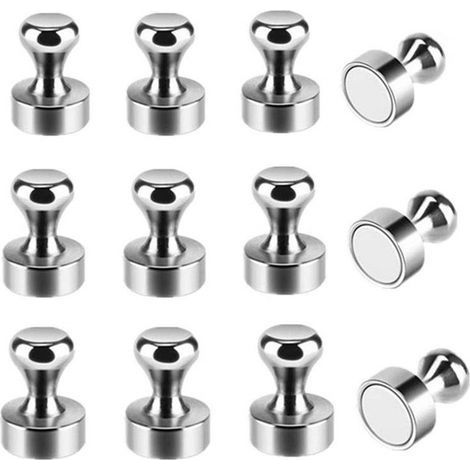 Aimant Neodyme pour Tableau Blanc, Noir ou Réfrigérateur - Petit Aimants Puissant Forts Punaise (Ne Convient Pas pour Les Tableau Magnétique en Verre), Ø 12x16mm, Lot de 12 pièces (1/4)