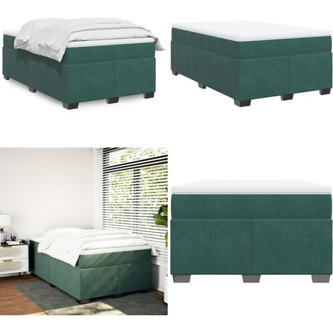 Sommier à lattes de lit et matelas Vert foncé 120x200cm Velours - Lit Double - Lit Avec Sommier - Matelas À Ressorts Ensachés - Lit Velours - Literie - Home & Living (1/5)