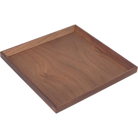 Serviertablett aus schwarzem Walnussholz, schlichtes Design, zum Servieren von Tee, Obst, Käse, Wein oder Speisen, mittlere Größe, quadratisch (1/5)