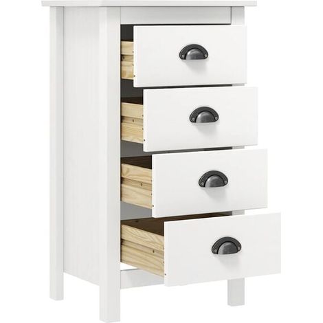 Buffet de Cuisine en Bois Massif de Pin, Meuble Rangement 46x35x80 cm avec Étagères et Tiroirs, Console d'Entrée Style Rustique pour Salon et Salle à Manger (1/5)
