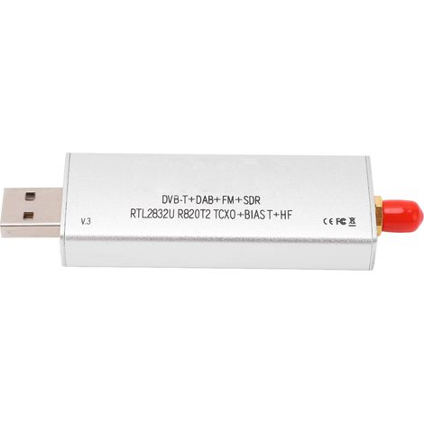 Récepteur radio RTL SDR R820T2 RTL2832U 1PPM TCXO SMA 500KHz‑1766MHz pour réception de signaux (1/5)
