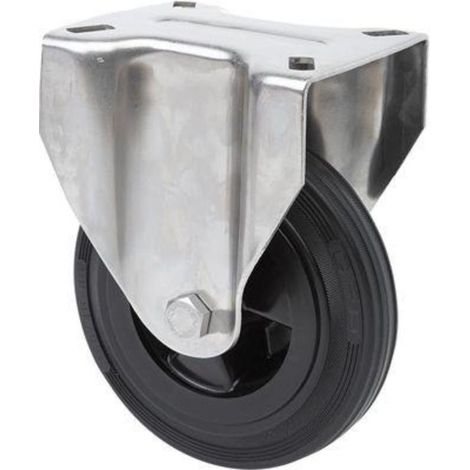 RUEDAS ALEX rueda fija  inox.17zvli80-psn poliamix-goma negra eje liso (1/2)