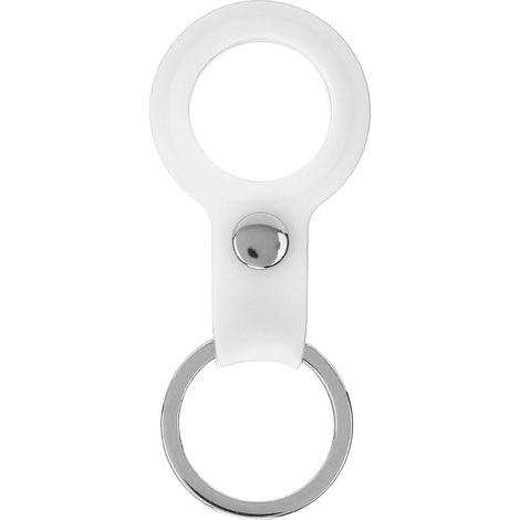 Étui de protection anti-perte en silicone avec anneau porte-clés et localisateur pour iOS (blanc) (1/5)