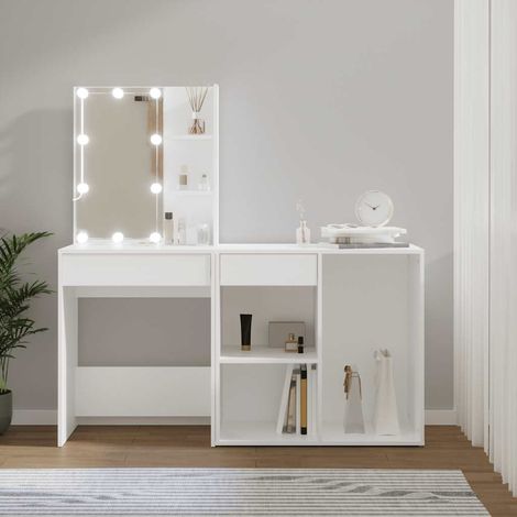 Teenpull – LED-Schminktisch mit Schrank Weiß Holzwerkstoff (1/5)