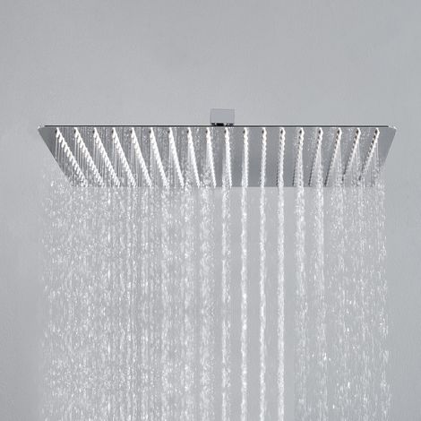 JOHO Soffione Doccia a Pioggia Grande in Acciaio Inox 304 con Ugelli Anticalcare, Cromo Docce Fisso Alta Pressione Rettangolare (35 x 25 cm) (1/5)