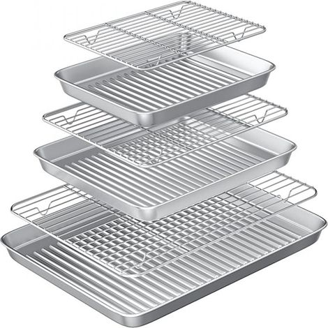 Backblech & flache Platte 430 + Drahtrost 201, 26+31+40 cm, 6-teiliges Set - Backblech & flache Platte 430 + Drahtrost 201, 26+31+40 cm, 6-teiliges Set (1/5)