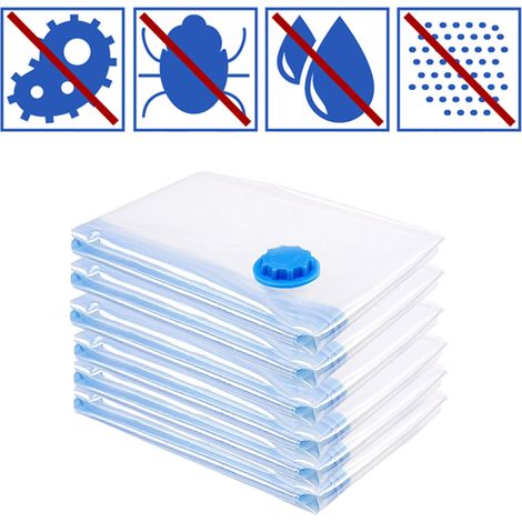 Wolketon karpal Vakuumbeutel 6er Set 60x80 CM, Aufbewahrungsbeutel für Kleidung & Bettwäsche, platzsparende Kleidersäcke mit Ventil, wiederverwendbar & transparent (1/5)