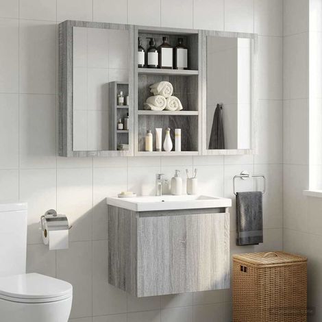 vidaXL Armoire murale de salle de bain Gris Sonoma 30 x 10 x 50 cm (1/5)