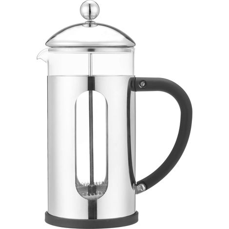 Café Olé cafetière à piston en acier inoxydable 18/10, verre résistant à la chaleur et plastique – 350ML, convient aux 3 demi-tasse, fini miroir (1/5)