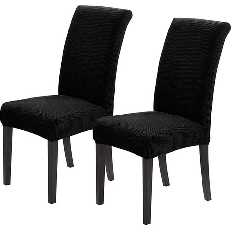 Set mit 2 Esszimmerstuhlbezügen, Stretch-Esszimmersofabezug, Sitzschutz, waschbare Parsons-Stuhlbezüge für Zuhause, Hotel, Bankett (schwarz, 2er-Set) (1/4)
